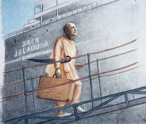 Śrīla Prabhupāda boarding the Jaladuta